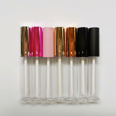 10ml empty lip gloss tube container with wands matte black silver pink gold lid lipgloss packaging